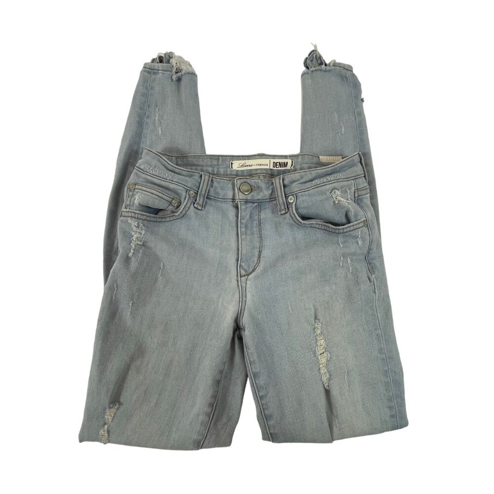 Lovers + Friends Denim Skinny‎ Jeans Sz 26 Womens Stretchy Blue Ripped Destroyed